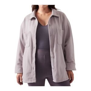 Athleta Plus Size Retroplush Shirt Jacket Tinsel Purple 3X NWOT